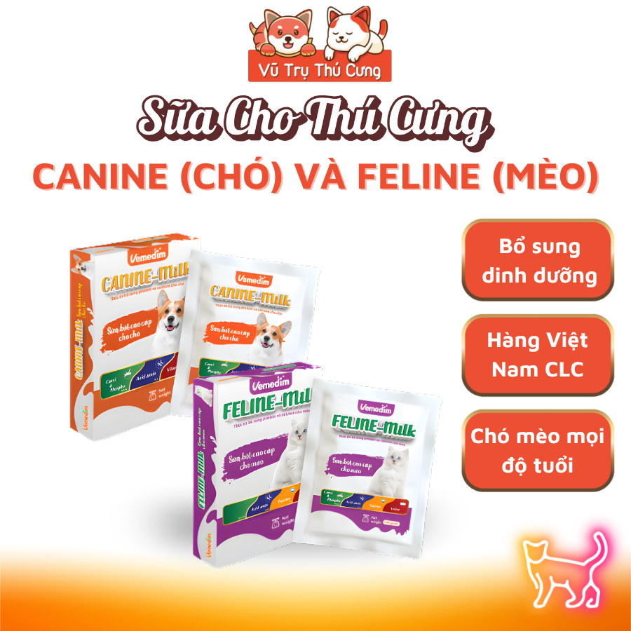 Sữa Cho Chó Mèo Canine Và Feline Của Vemedim Gói 100g, Bổ Sung Dinh Dưỡng Toàn Diện