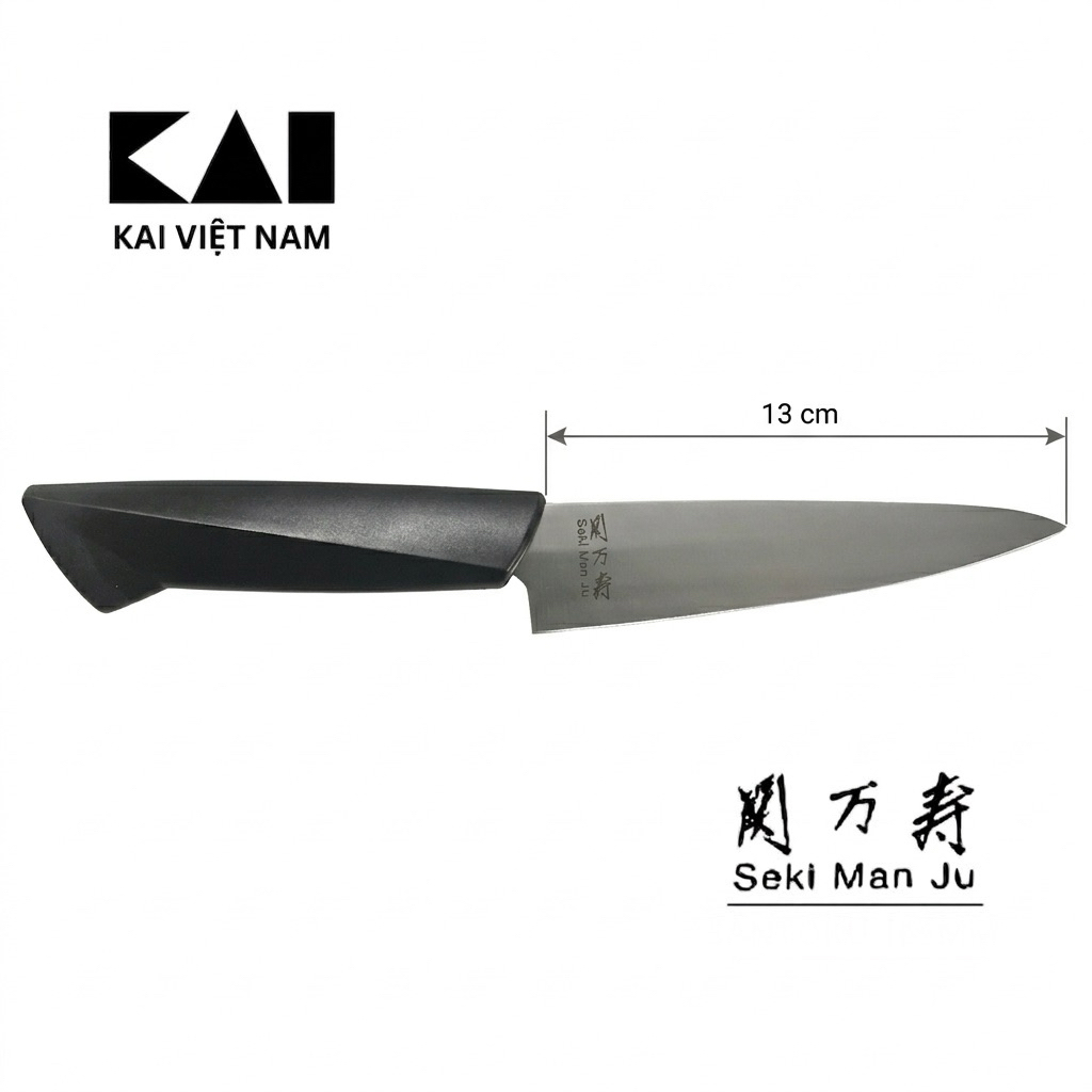 Dao bếp Nhật Bản KAI Seki Man Ju Small Santoku - Dao thái thịt, rau củ đa năng siêu bén bằng thép không gỉ