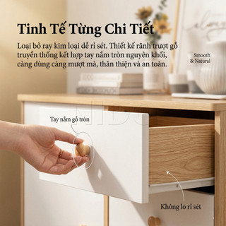 NIDO Tủ Đựng Đồ Tủ Búp Phê Gỗ 4 Ngăn Kéo Để Máy Pha Cafe Góc Chill Decor Phòng Khách Dày 1.2cm