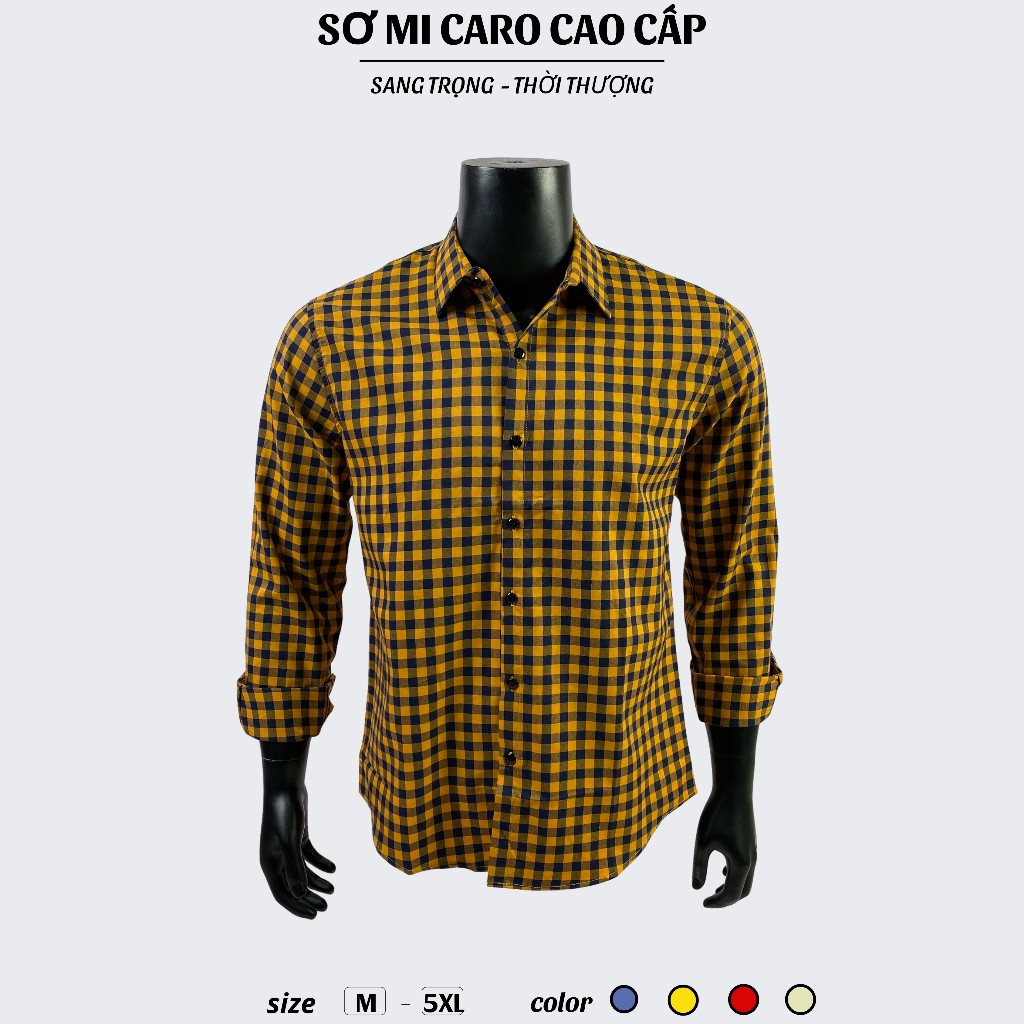 Sơ Mi Nam Tay Dài Caro Trơn Phong Cách Trẻ Trung Đường Phố Cao Cấp 1006