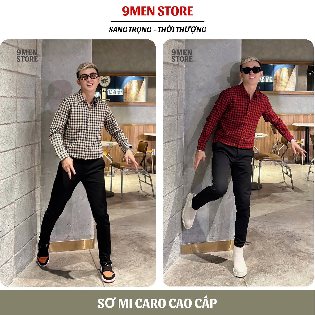 Sơ Mi Nam Tay Dài Caro Trơn Phong Cách Trẻ Trung Đường Phố Cao Cấp 1006