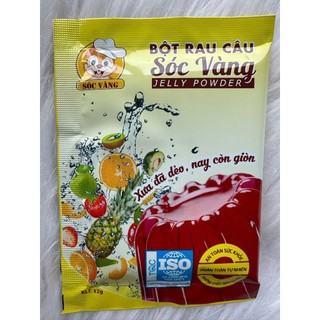Bột Rau Câu Sóc Vàng 12g (Hộp 10 Gói) – Dẻo Giòn Trong Veo, Dễ Làm Thạch, Chè, Trà Sữa Mát Lạnh