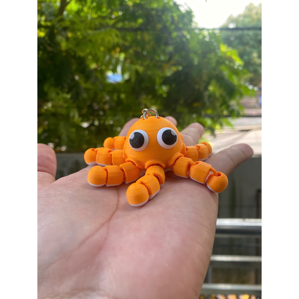 Móc Khóa Bạch Tuộc 3D Khớp Cử Động Linh Hoạt - Flexi Keychain - in 3D Nhựa PLA An Toàn