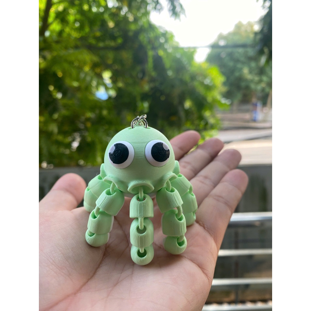 Móc Khóa Bạch Tuộc 3D Khớp Cử Động Linh Hoạt - Flexi Keychain - in 3D Nhựa PLA An Toàn