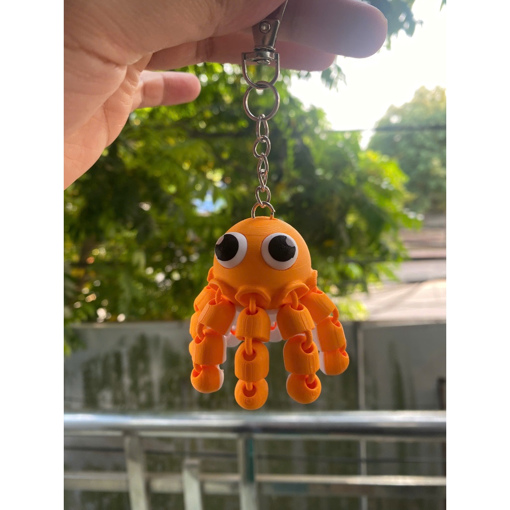 Móc Khóa Bạch Tuộc 3D Khớp Cử Động Linh Hoạt - Flexi Keychain - in 3D Nhựa PLA An Toàn