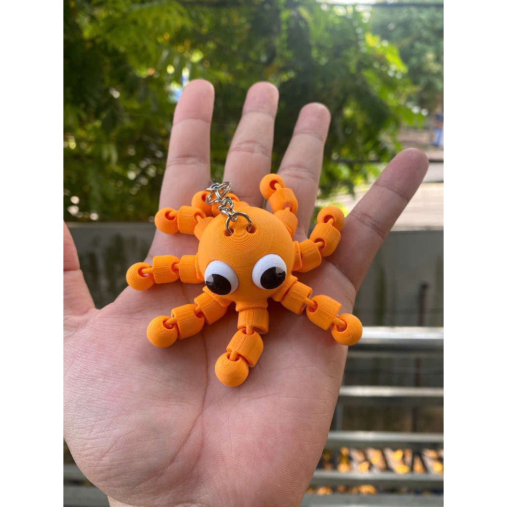 Móc Khóa Bạch Tuộc 3D Khớp Cử Động Linh Hoạt - Flexi Keychain - in 3D Nhựa PLA An Toàn