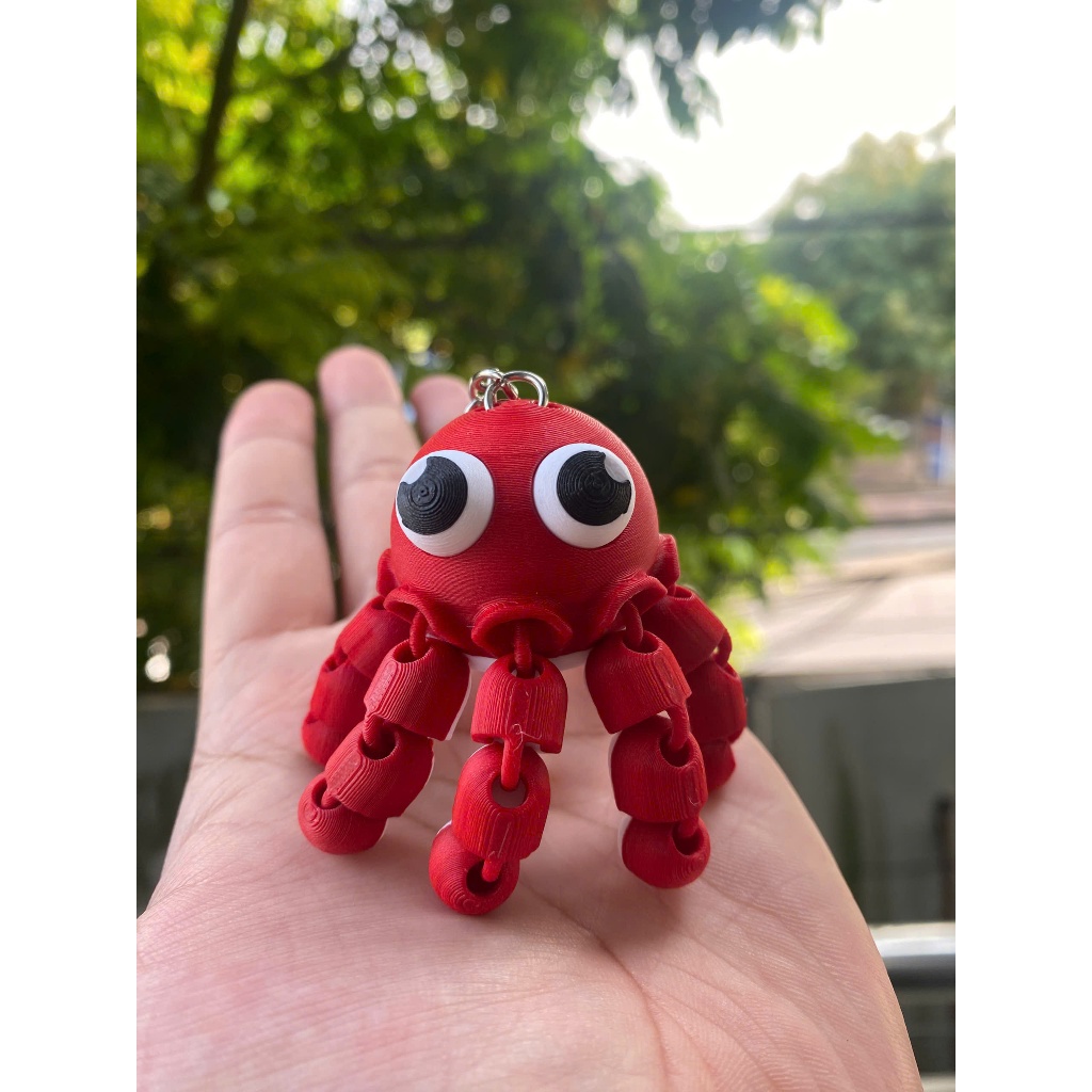 Móc Khóa Bạch Tuộc 3D Khớp Cử Động Linh Hoạt - Flexi Keychain - in 3D Nhựa PLA An Toàn