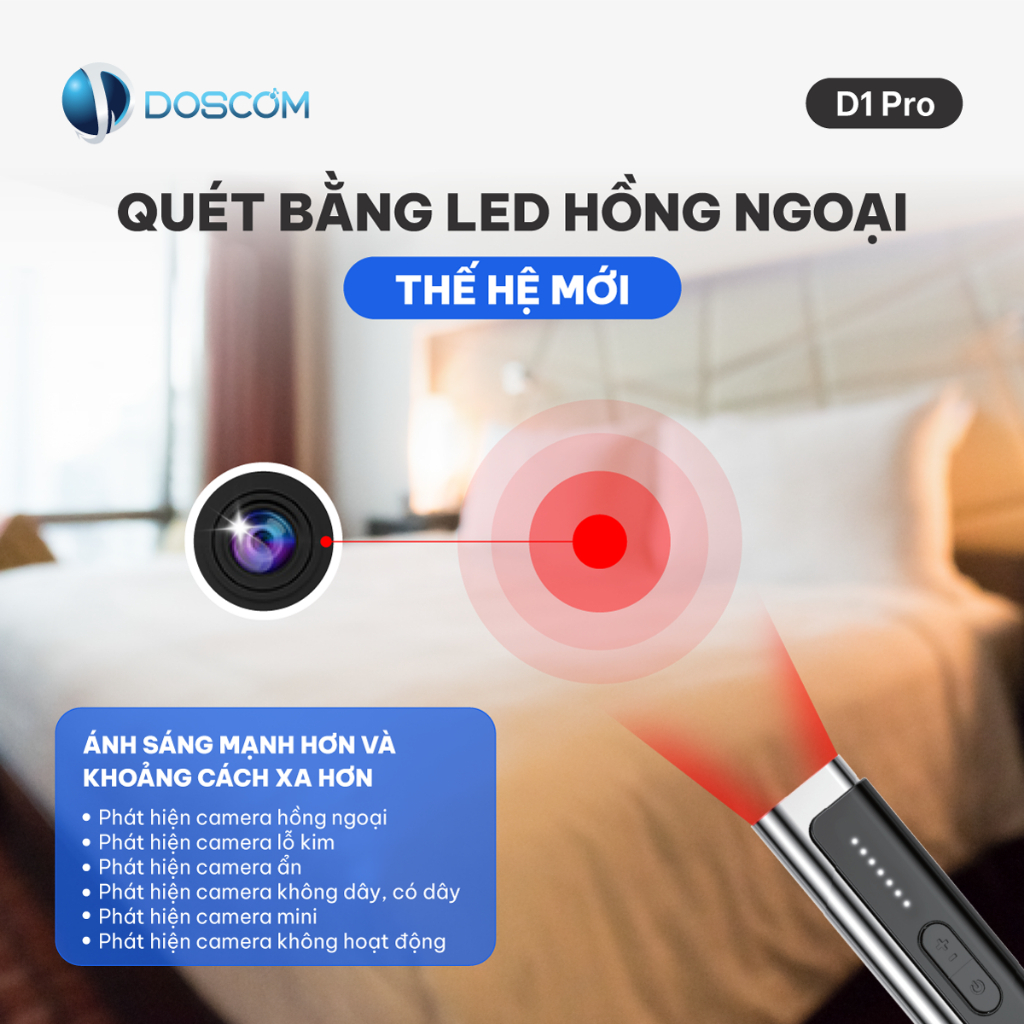 Thiết Bị Dò Camera Ẩn D1 Pro | Máy Phát Hiện GPS, Nghe Lén, Camera Mini | Quét AI 2500 Lần/S