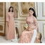 Set Áo Dài Gấm Hoa Màu Pastel Nữ Tính Diện Tết Và Lễ Chùa Thiết Kế Dáng Ôm Tôn Dáng T1615G