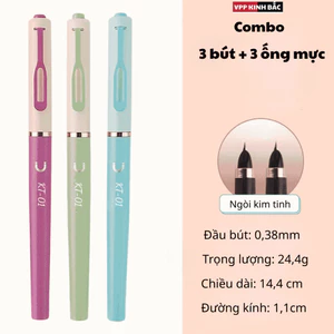 Bút Máy Mực Kinh Bắc KT-01 Ngòi Hạt Gạo 0.28mm Cao Cấp Dành Cho Học Sinh Tiểu Học - Viết Êm, Không Lem.
