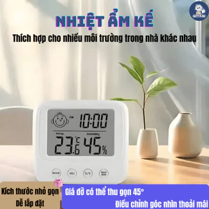 Nhiệt ẩm kế điện tử đo nhiệt độ và độ ẩm phòng cho bé, xem giờ và đặt báo thức, cảnh báo cảm xúc có đèn led, Guty Kids