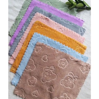 Khăn Lau Vải Cao Cấp Siêu Thấm Mềm Mịn Họa Tiết Gấu, Khăn Lau Tay, Lau Bếp, Gia đình Nhiều Màu