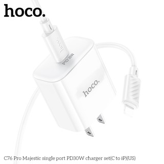Bộ sạc nhanh Hoco C76 Pro kèm cáp TypeC to LaiNing PD 30W và USB QC 3.0 (Trắng)