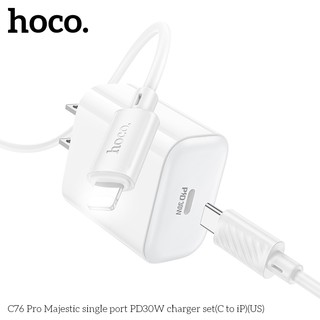 Bộ sạc nhanh Hoco C76 Pro kèm cáp TypeC to LaiNing PD 30W và USB QC 3.0 (Trắng)