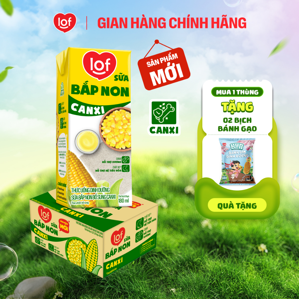 Sữa bắp non canxi LOF thùng 24 hộp x 180ml
