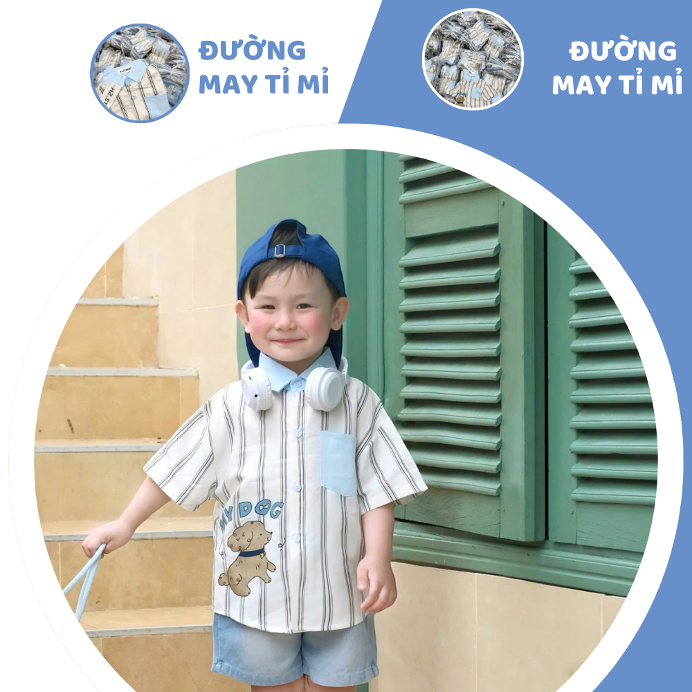 [À ƠI SHOP] A72- bộ sơ mi sọc chó my dog - a108.330