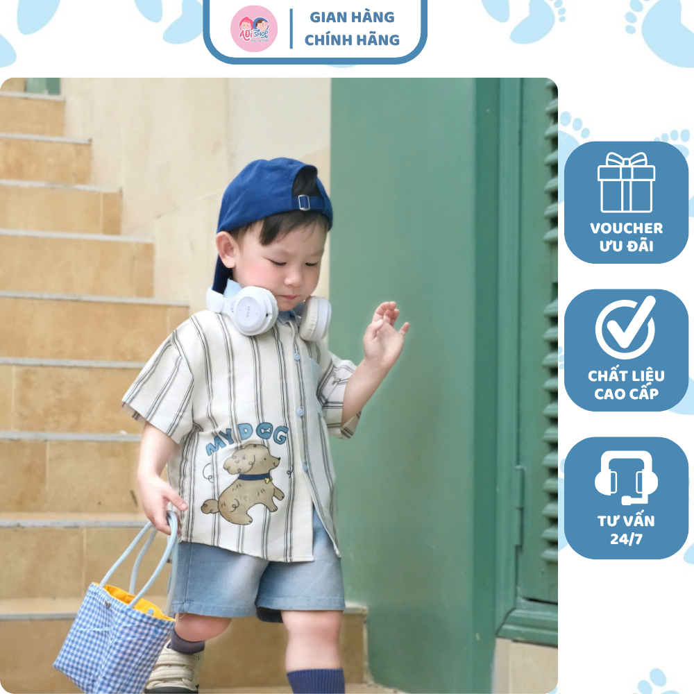 [À ƠI SHOP] A72- bộ sơ mi sọc chó my dog - a108.330