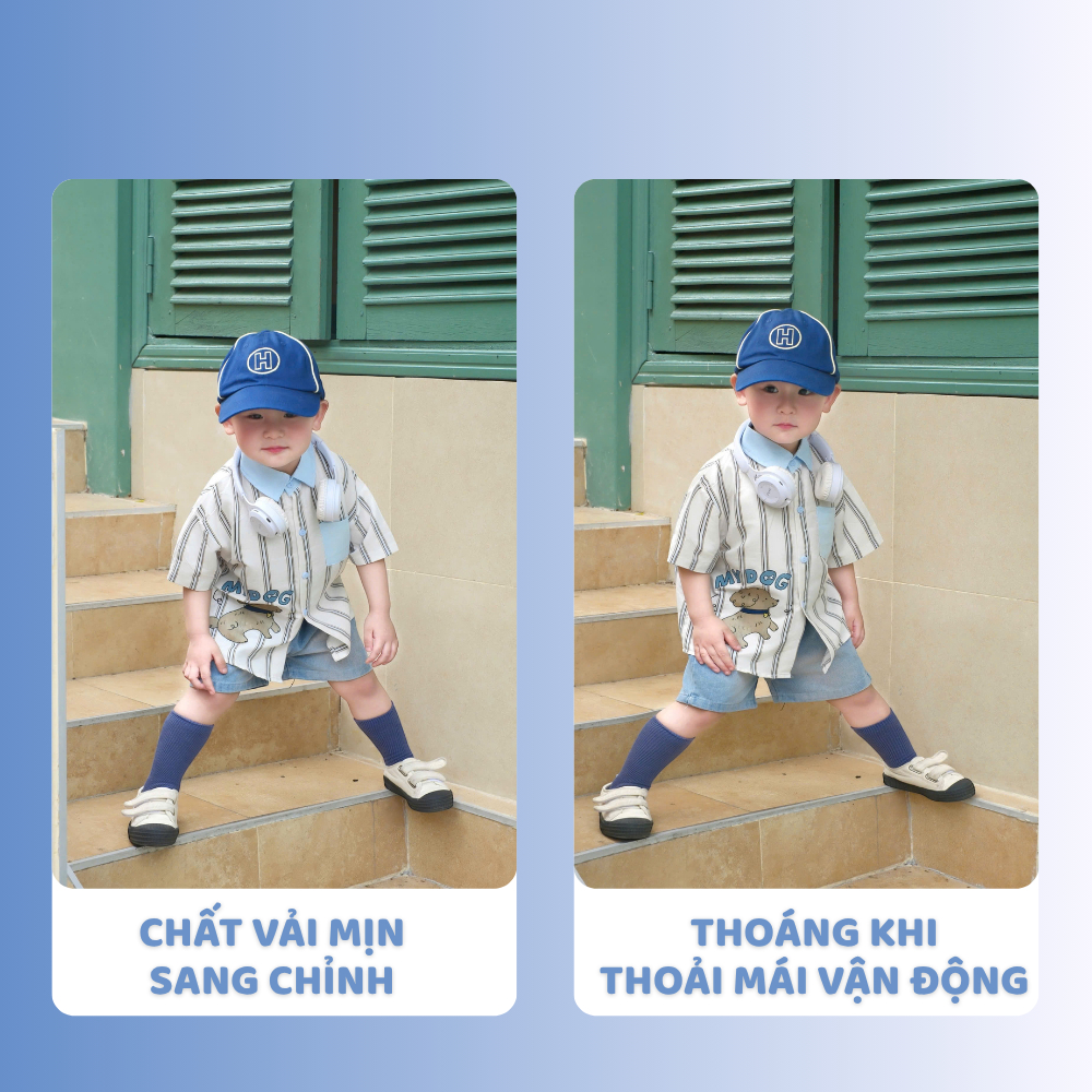 [À ƠI SHOP] A72- bộ sơ mi sọc chó my dog - a108.330