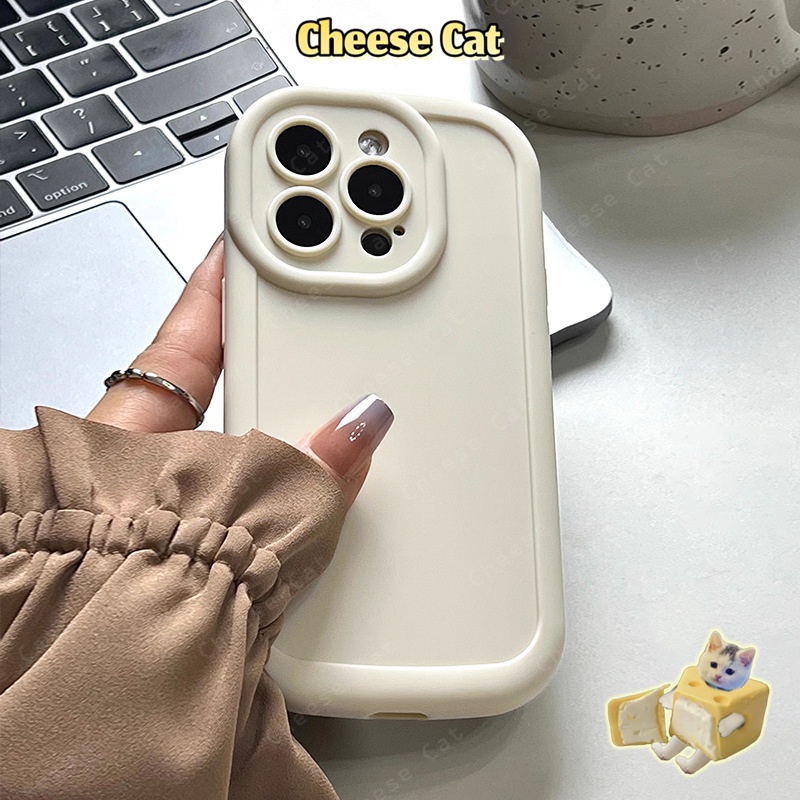 Màu Trơn Đơn Giản Silicon Bảo Vệ Ống Kính Trắng Ốp Lưng Điện Thoại iPhone 11 12 13 14 15 16 17 Pro Max Xs XR 7Plus