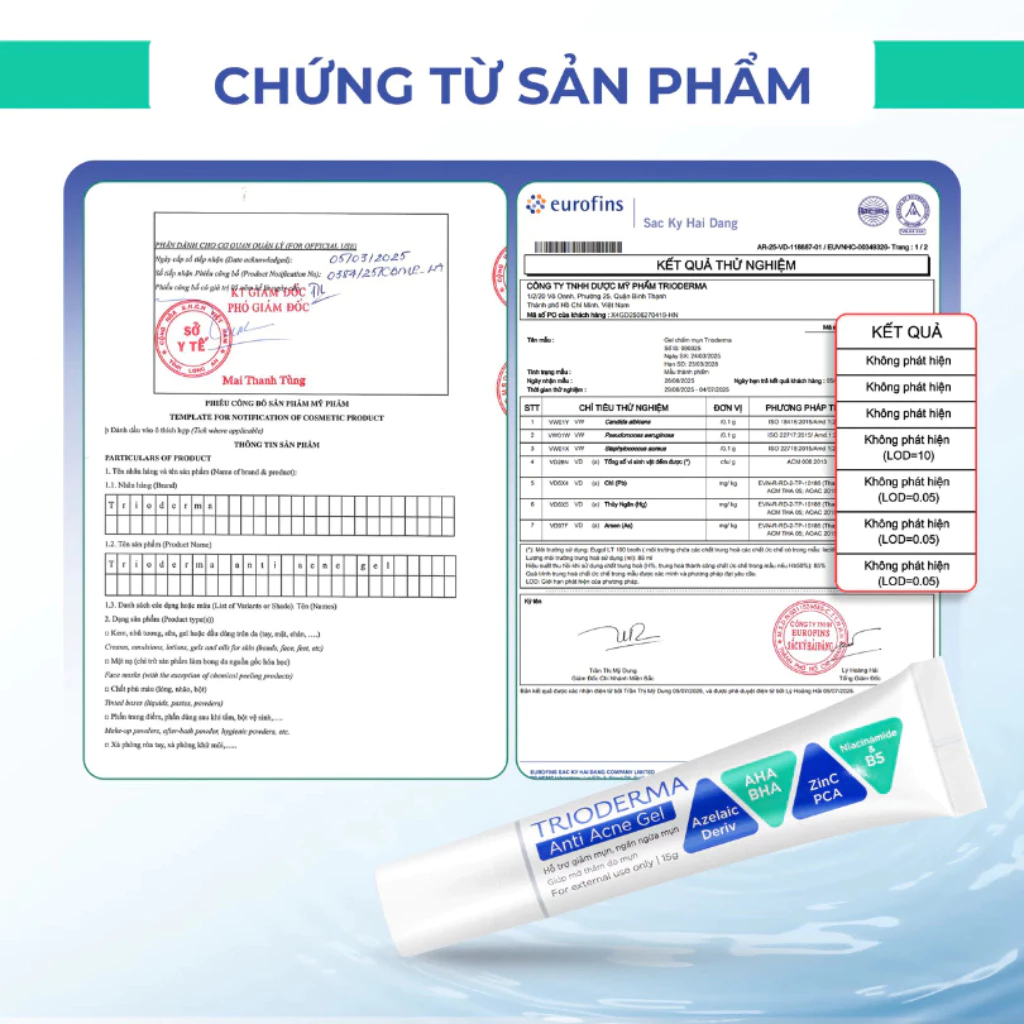 Gel chấm giảm mụn Trioderma Anti Acne Gel 15g Kem hỗ trợ mờ thâm, sáng da, ngăn ngừa mụn