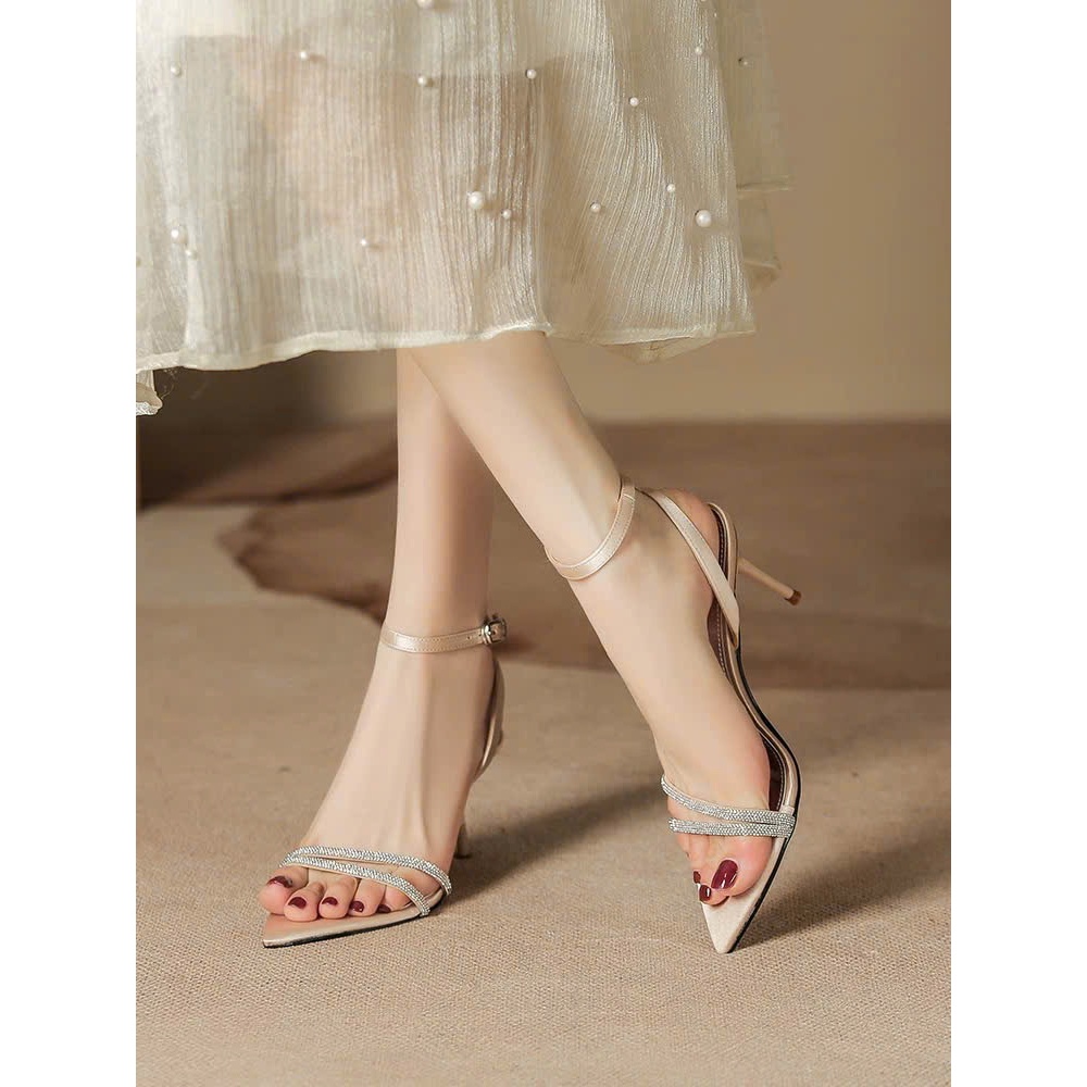 Sandal Cao Gót 7cm Mũi Nhọn Cone Heel – Dép Nữ Quai Mảnh Thanh Lịch, Tôn Dáng Sang Trọng