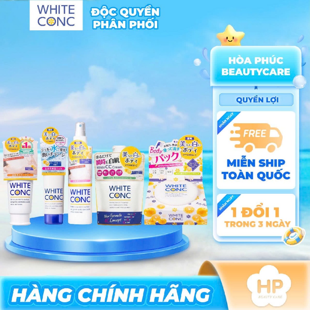 Bộ Sản Phẩm Dưỡng Da Giúp Trắng Da Toàn Thân White Conc (5 Loại)