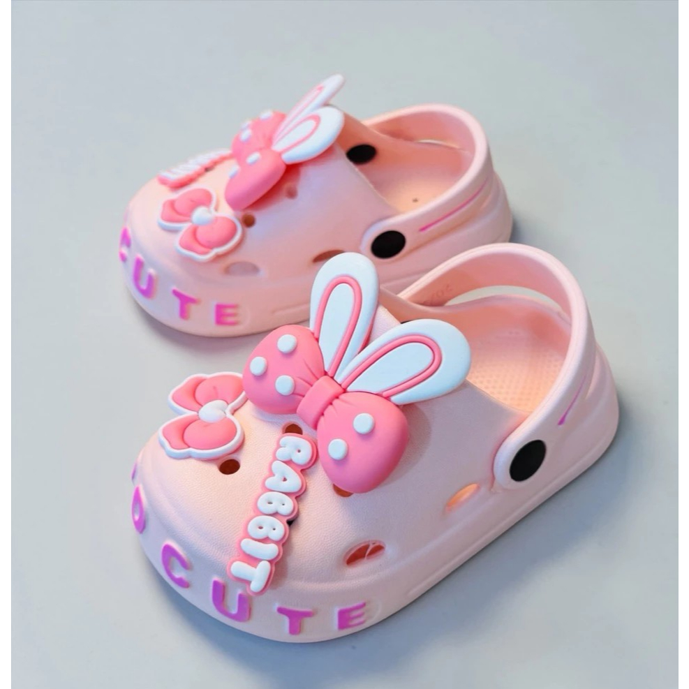 Dép sục hoạt hình thời trang thỏ nơ Rabbit chấm bi 3D bé gái siêu dễ thương mềm nhẹ êm chân