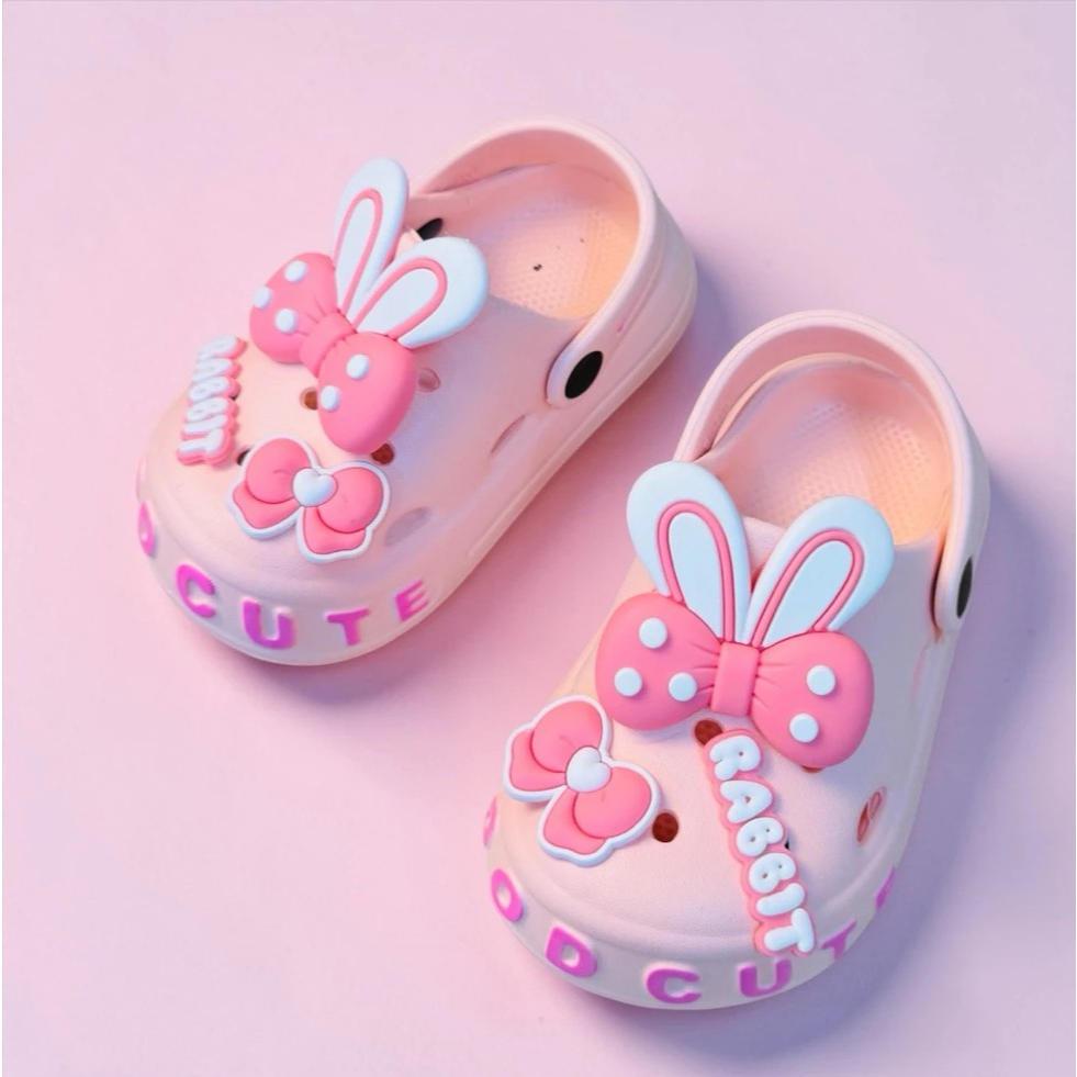 Dép sục hoạt hình thời trang thỏ nơ Rabbit chấm bi 3D bé gái siêu dễ thương mềm nhẹ êm chân