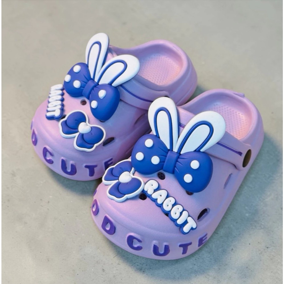 Dép sục hoạt hình thời trang thỏ nơ Rabbit chấm bi 3D bé gái siêu dễ thương mềm nhẹ êm chân