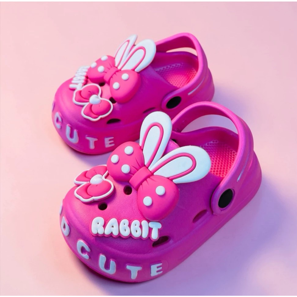 Dép sục hoạt hình thời trang thỏ nơ Rabbit chấm bi 3D bé gái siêu dễ thương mềm nhẹ êm chân