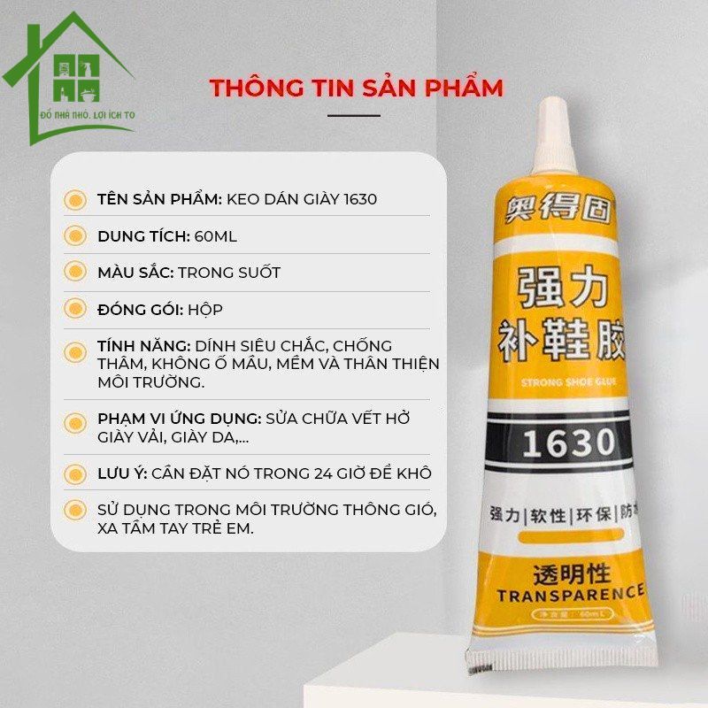 Keo dán giày dép đa năng chuyên dụng dính siêu chắc Shoes 2h tube 60ml, dán đế giày, túi xách.