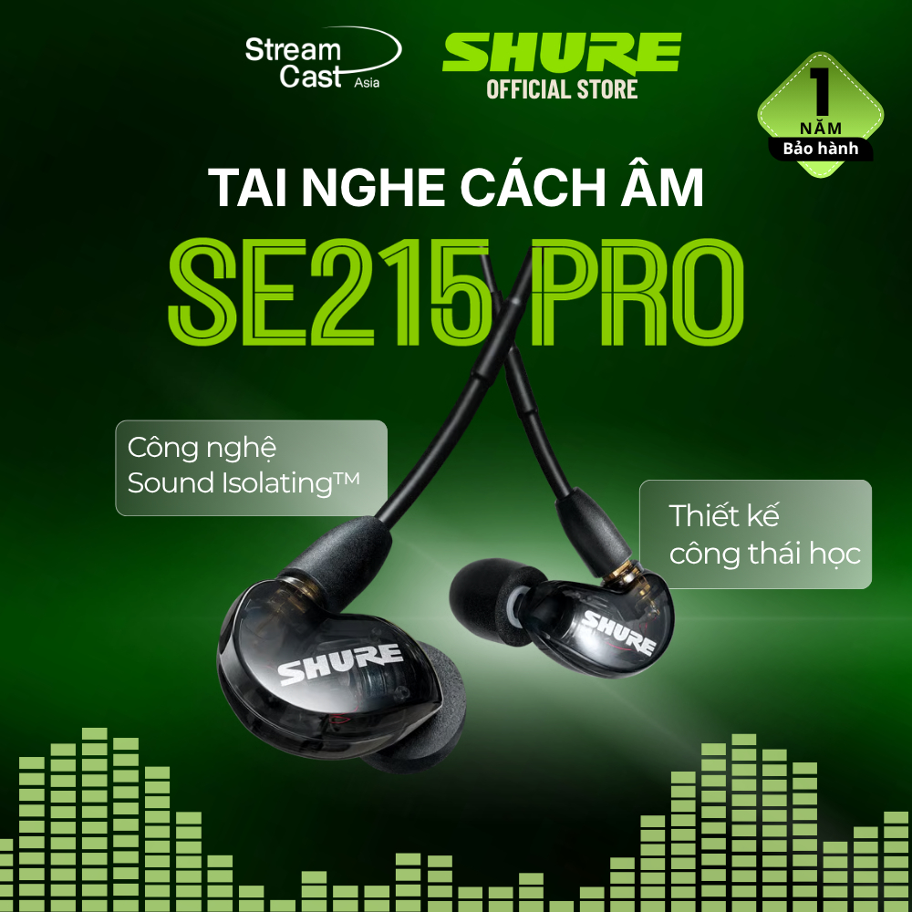 Tai nghe inear có dây Shure SE215 PRO - Cách âm chuyên nghiệp - Hàng chính hãng bảo hành 1 năm | BigBuy360 - bigbuy360.vn