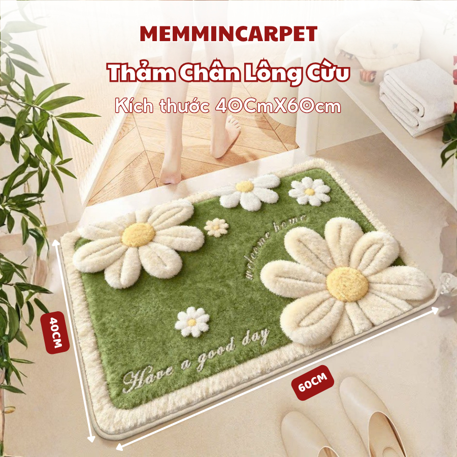 Thảm lau chân lông cừu, thảm chùi chân 50 mẫu thiết kế siêu thấm - 40cm x 60cm- Memmincarpet - TH109