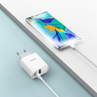 Bộ cốc 2 cổng kèm cáp sạc TypeC to LaiNing Hoco C80A cổng USB QC 3.0 và TypeC PD 20W (Trắng) - Phụ Kiện Nhất Tín