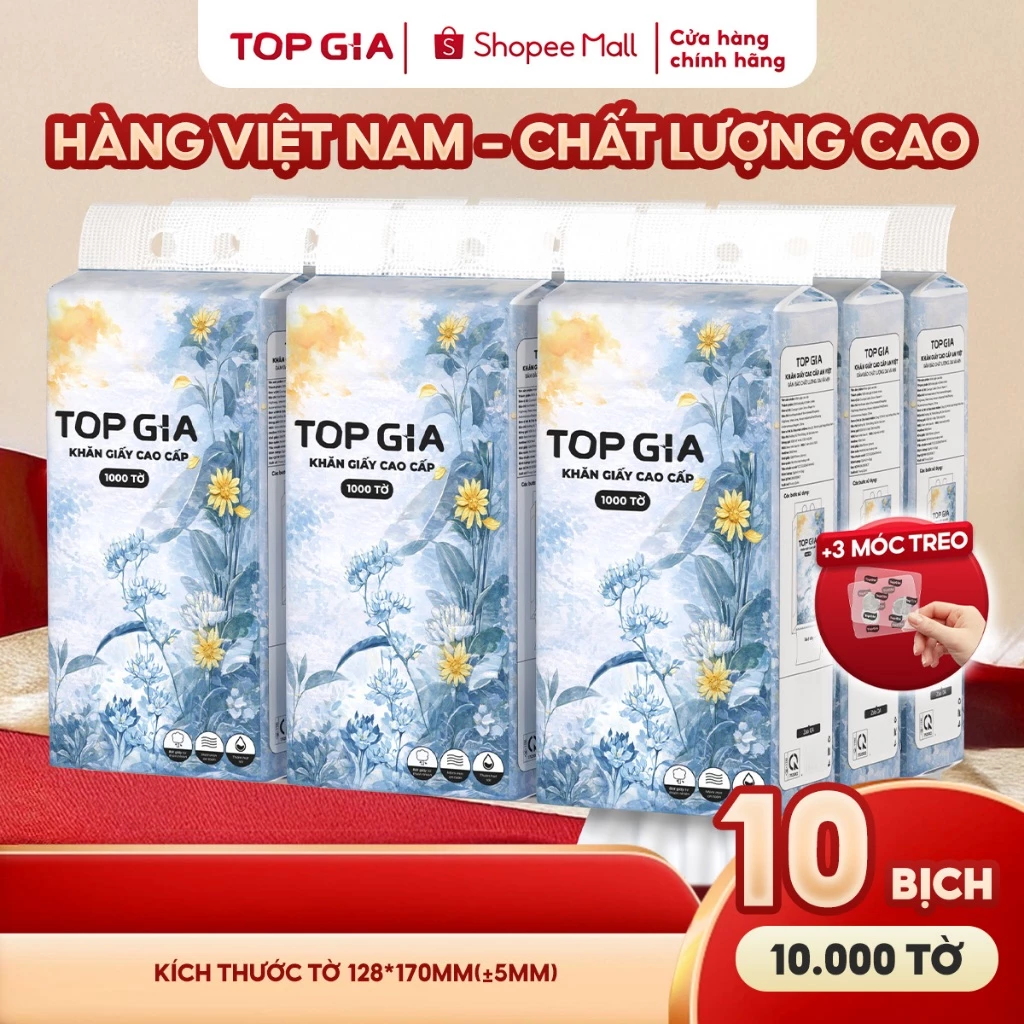 (HÀNG VIỆT NAM CHẤT LƯỢNG CAO) Khăn giấy cao cấp Mộc an Topgia hàng Việt Nam 4 lớp, dày dặn, an toàn