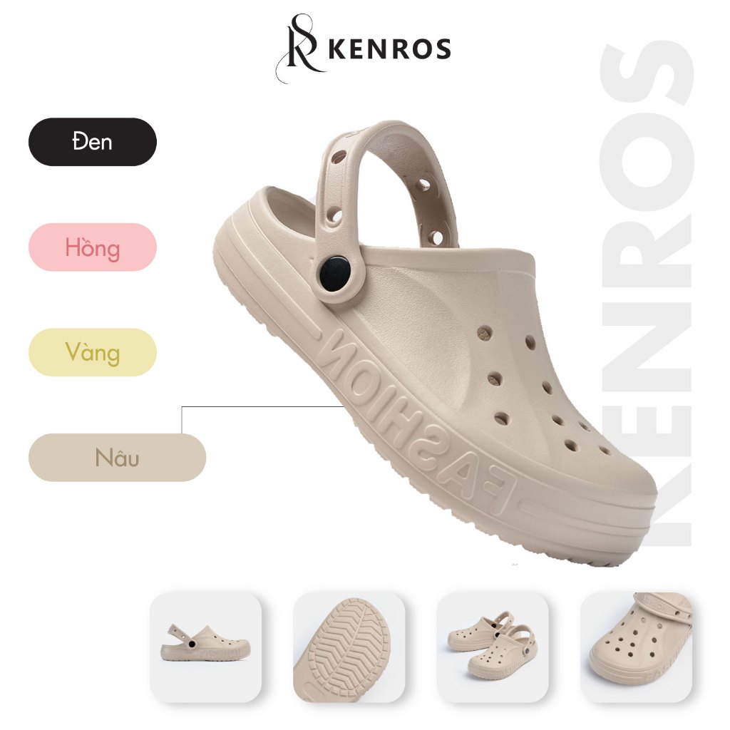 ( Tặng Charm Ngẫu Nhiên ) Dép Sục Nam Nữ Đế Bằng Kenros, Thiết Kế Độ Cao Vừa Phải, Tôn Dáng Tự Nhiên, Kiểu Trẻ Trun