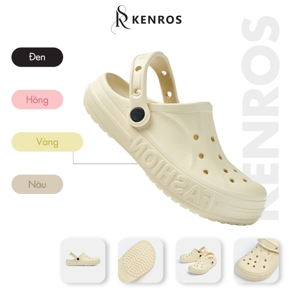 ( Tặng Charm Ngẫu Nhiên ) Dép Sục Nam Nữ Đế Bằng Kenros, Thiết Kế Độ Cao Vừa Phải, Tôn Dáng Tự Nhiên, Kiểu Trẻ Trun