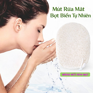 Set 1 Miếng Mút Rửa Mặt + 1 Miếng Mút Tạo Bọt Làm Từ Bọt Biển Tự Nhiên Làm Sạch Sâu, Tạo Bọt