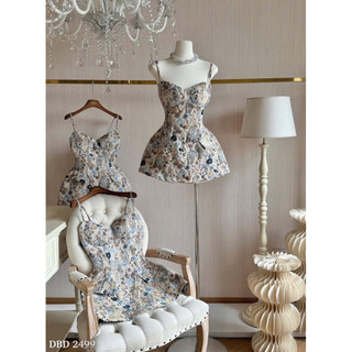 Váy Đầm 2s Tacta Gấm Hoạ Tiết Hoa Văn Nổi LH, Váy Đầm Chiết Eo Dáng Ngắn Mùa Hè