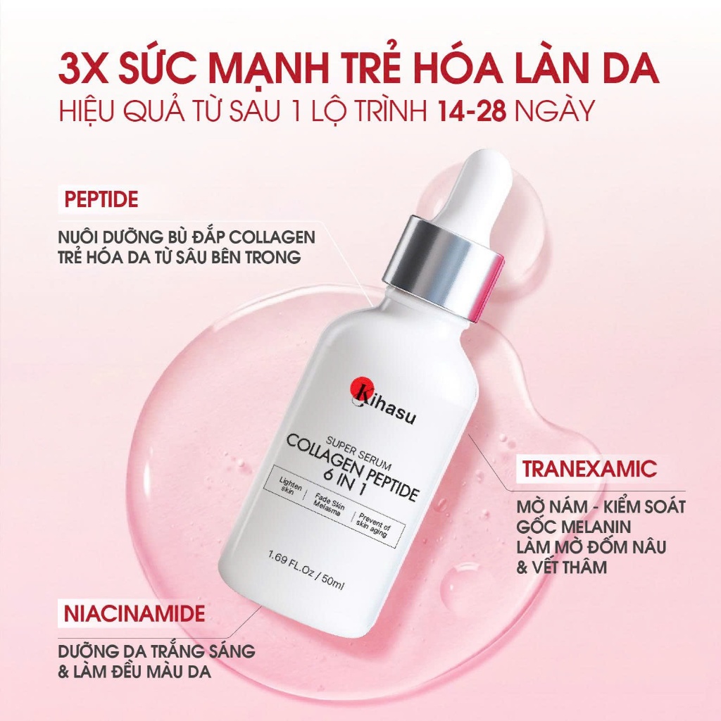 Serum Collagen KIHASU Dưỡng Sáng Da Mờ Thâm Nám Phục Hồi Chống Lão Hóa