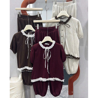 Set Bộ Nữ , Set Bộ Tăm Lông Thỏ Cổ Nhún Điệu