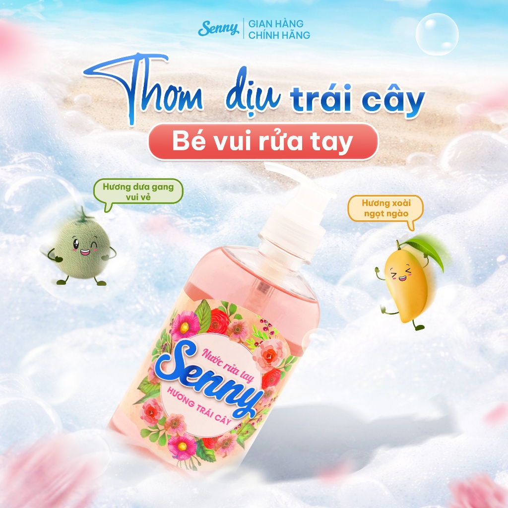 Nước Rửa Tay SENNY Hương Trái Cây Tự Nhiên Thơm Nhẹ Làm Sạch Khử Mùi Bảo Vệ Da Tay Trắng Mịn 500g