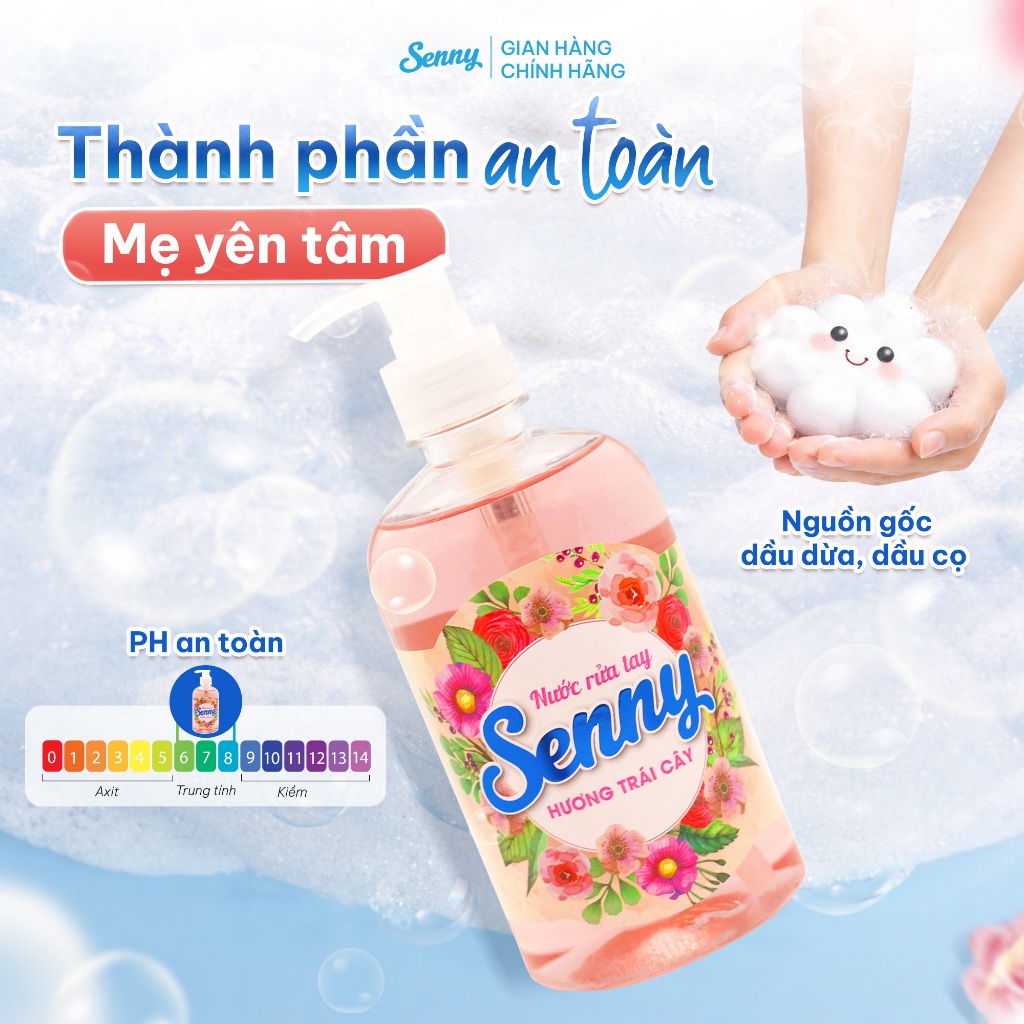 Nước Rửa Tay SENNY Hương Trái Cây Tự Nhiên Thơm Nhẹ Làm Sạch Khử Mùi Bảo Vệ Da Tay Trắng Mịn 500g
