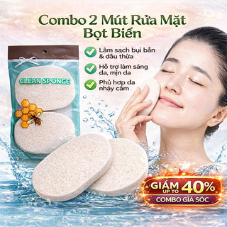 Combo 2 Mút Rửa Mặt Bọt Biển Tự Nhiên – Làm Sạch Sâu, Tạo Bọt Mịn, Dịu Nhẹ Cho Da Nhạy Cảm