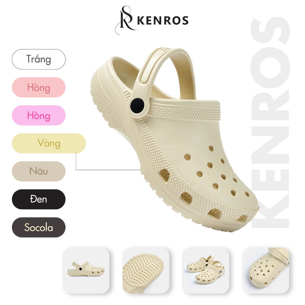 ( Tặng Charm Ngẫu Nhiên ) Dép Sục Basic Nam Nữ Đế Cao 3cm - Dép Bánh Mì Đúc Nguyên Khối Siêu Nhẹ, Chống Trơn Trượt