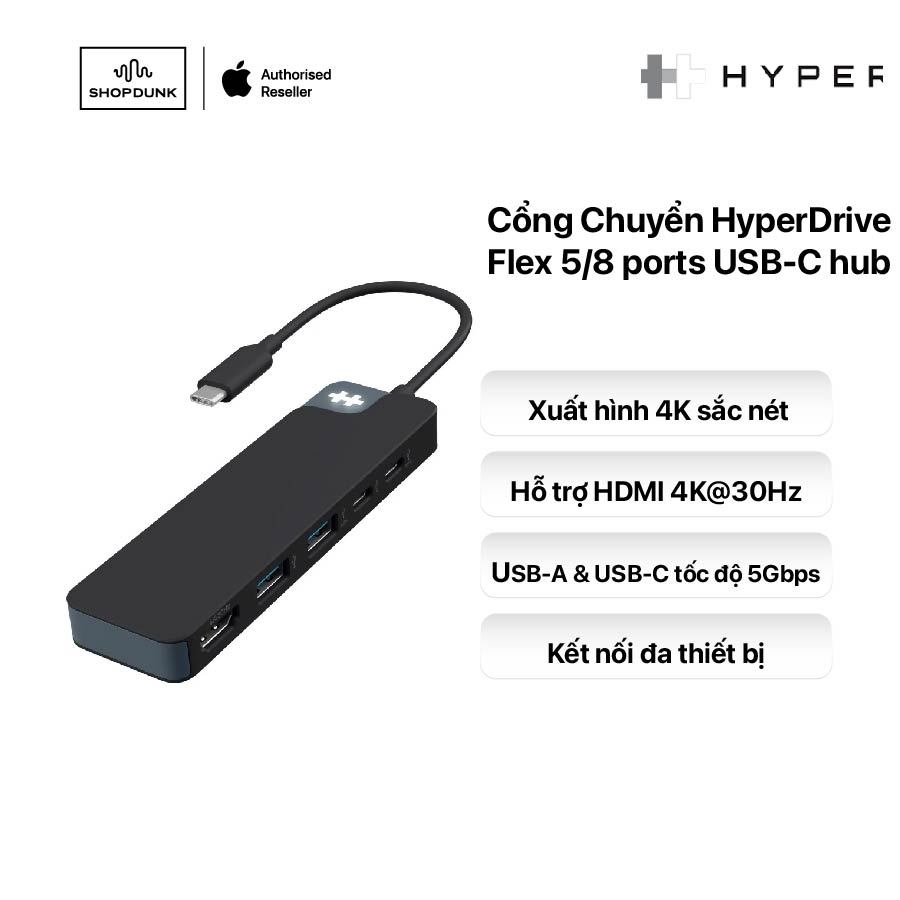 Cổng Chuyển HyperDrive (USA) Flex USB-C Hub 5/8 Ports, Màu Đen | Shopee ...