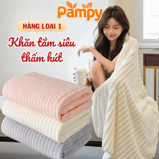 Khăn Tắm Siêu Thấm Hút Dài 1M4 Sợi Bông Cao Cấp, Mềm Mịn Dày Dặn Không Rụng Lông