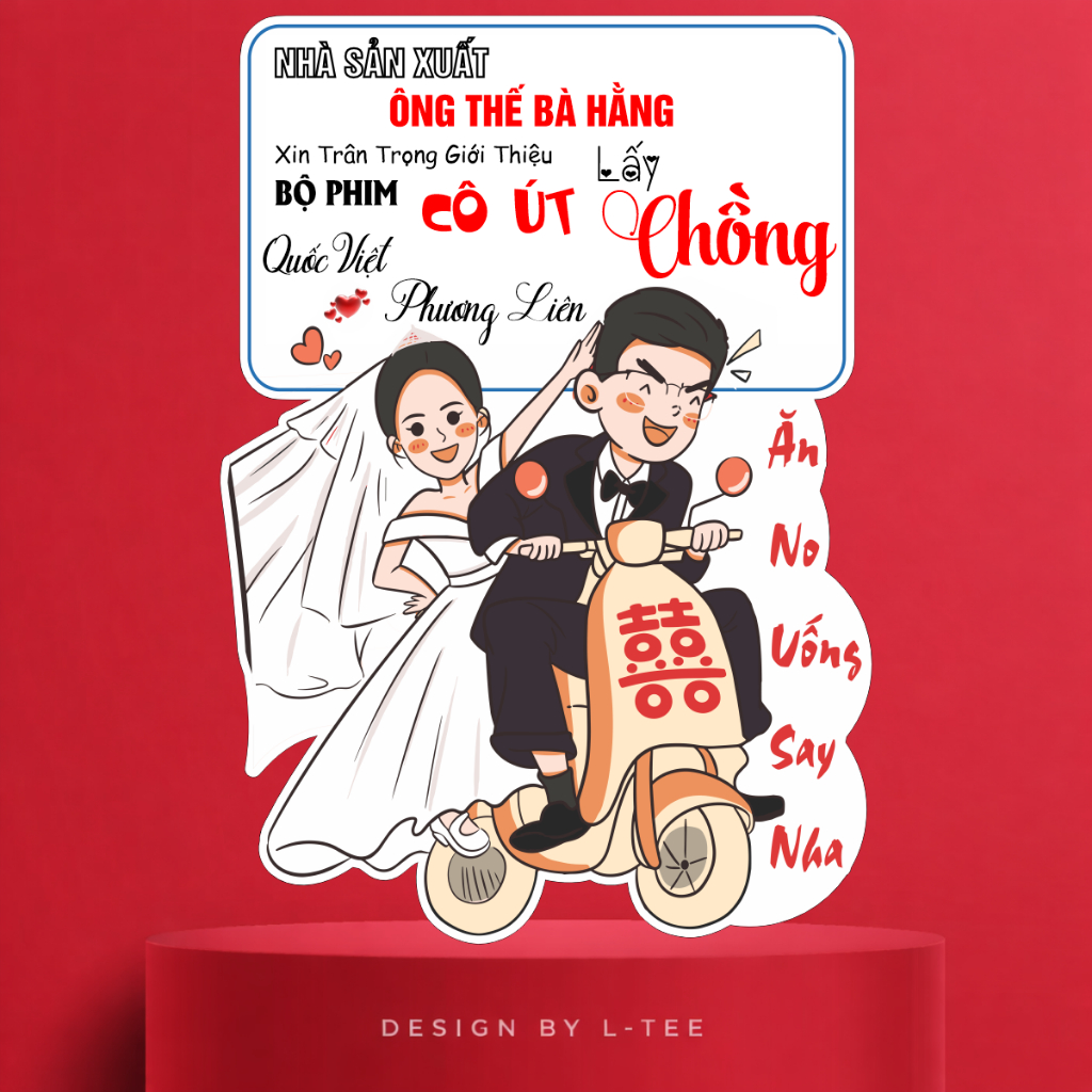 Bảng Welcome Đám Cưới Chibi Song Hỷ In Tên Theo Yêu Cầu Trang Trí Gia Tiên Cao Cấp