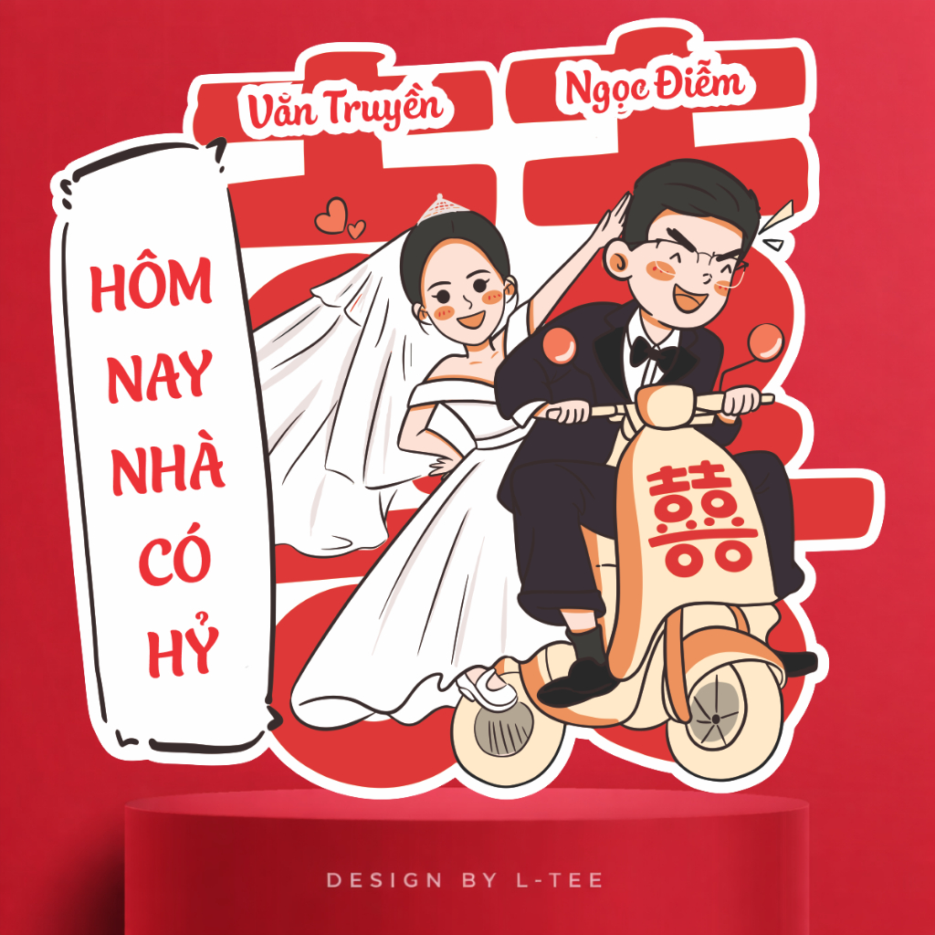 Bảng Welcome Đám Cưới Chibi Song Hỷ In Tên Theo Yêu Cầu Trang Trí Gia Tiên Cao Cấp
