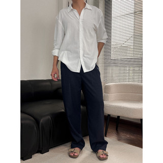 Quần Đũi Linen Dài Ống Rộng Suông cao cấp Nam thông thường Menswear Pants